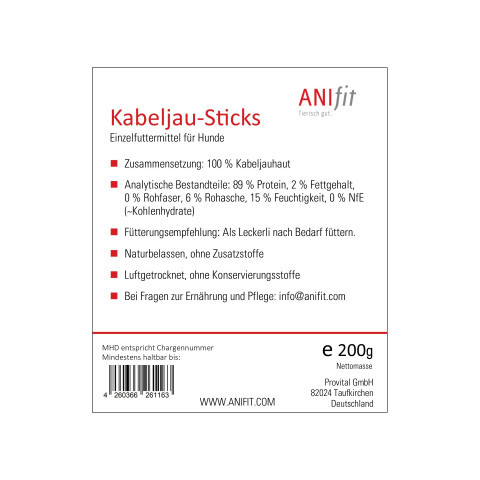 Hund Snacks Kabeljau-Sticks 200g 1 Stück -2- Anifit